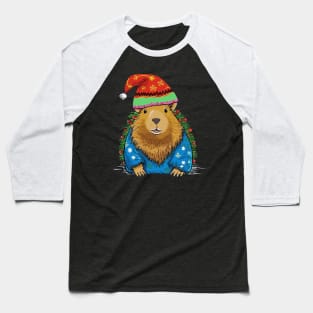 Capybara Christmas Baseball T-Shirt